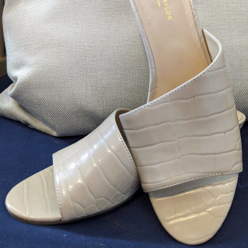 Women's tan faux snakeskin wedge heels